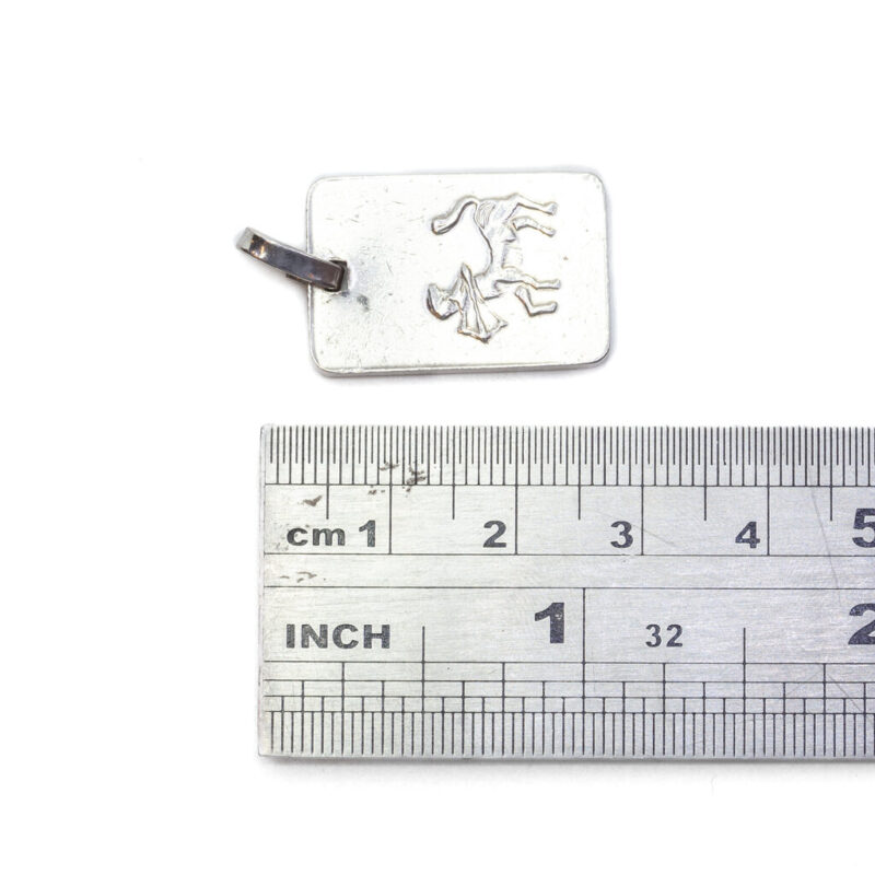 Fine Silver Sagittarius Zodiac Rectangular Bar Pendant #9635-53