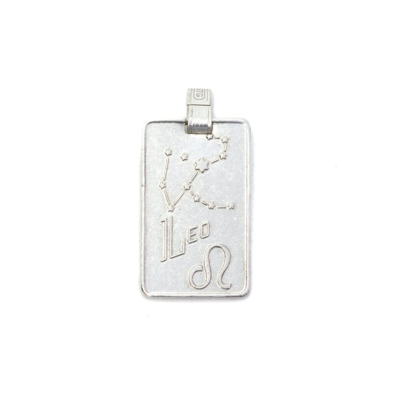 Fine Silver Leo Zodiac Rectangular Bar Pendant #9635-52