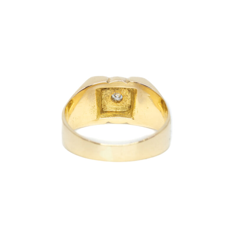 18ct Yellow Gold Diamond Men's Signet Ring Size X #63163