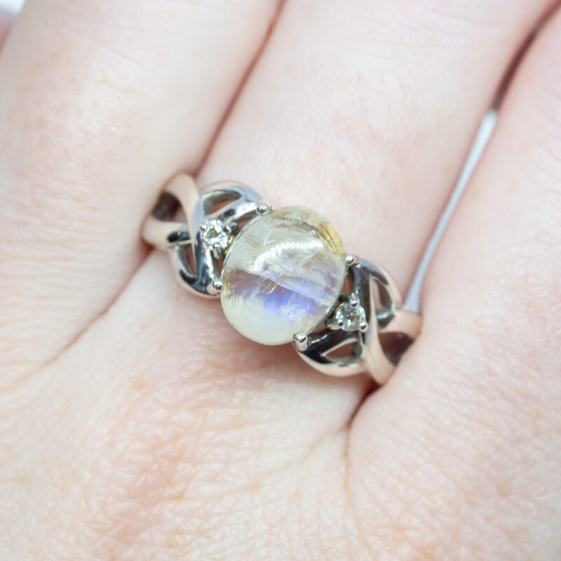 Sterling Silver Moonstone Ring Size P 1/2 #63280