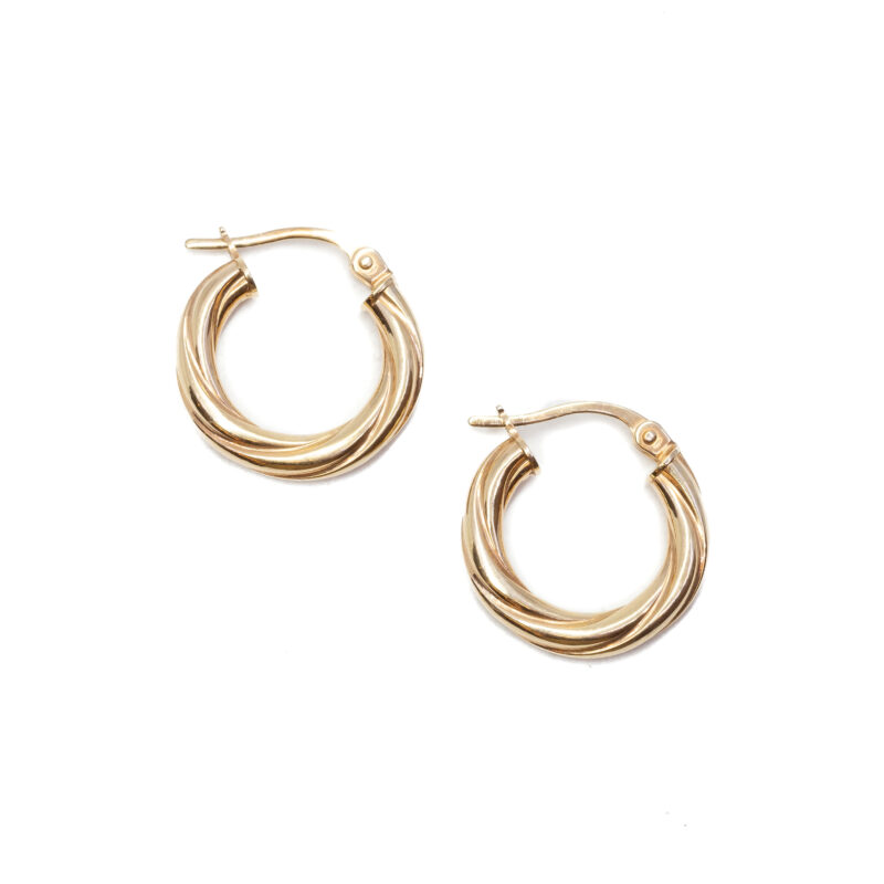 9ct Yellow Gold Patterned Small Hoop Earrings #63331