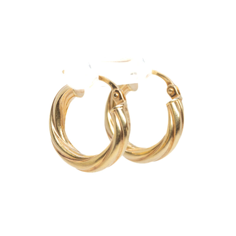 9ct Yellow Gold Patterned Small Hoop Earrings #63331