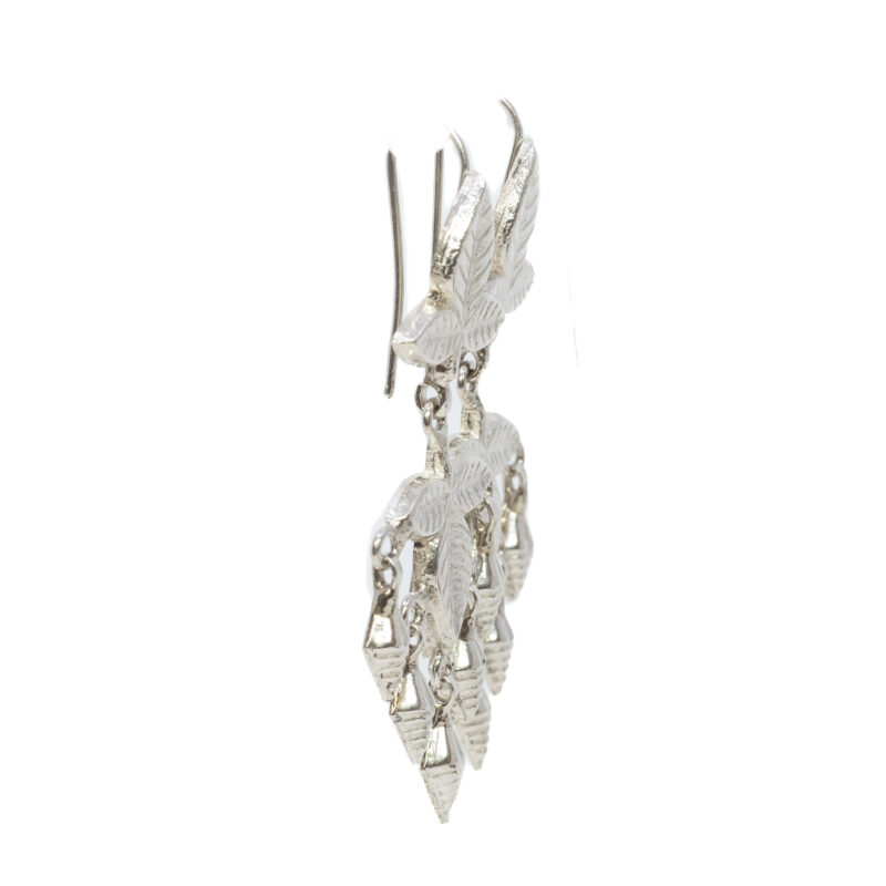 Vintage Sterling Silver Leaf Dangling Earring #9636-26