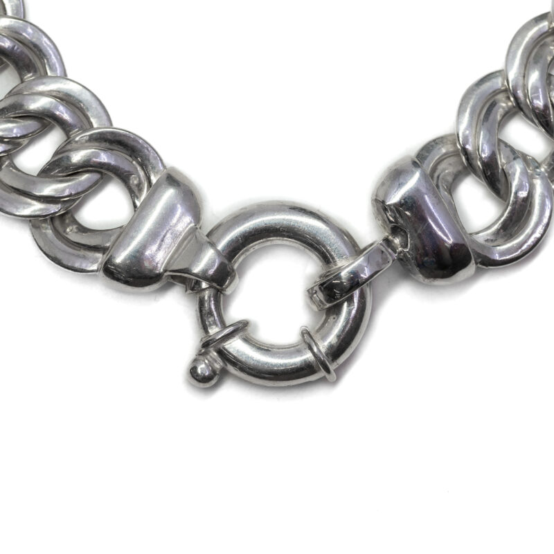 Wide Sterling Silver Statement Necklace Euro Bolt Clasp 48cm #63291