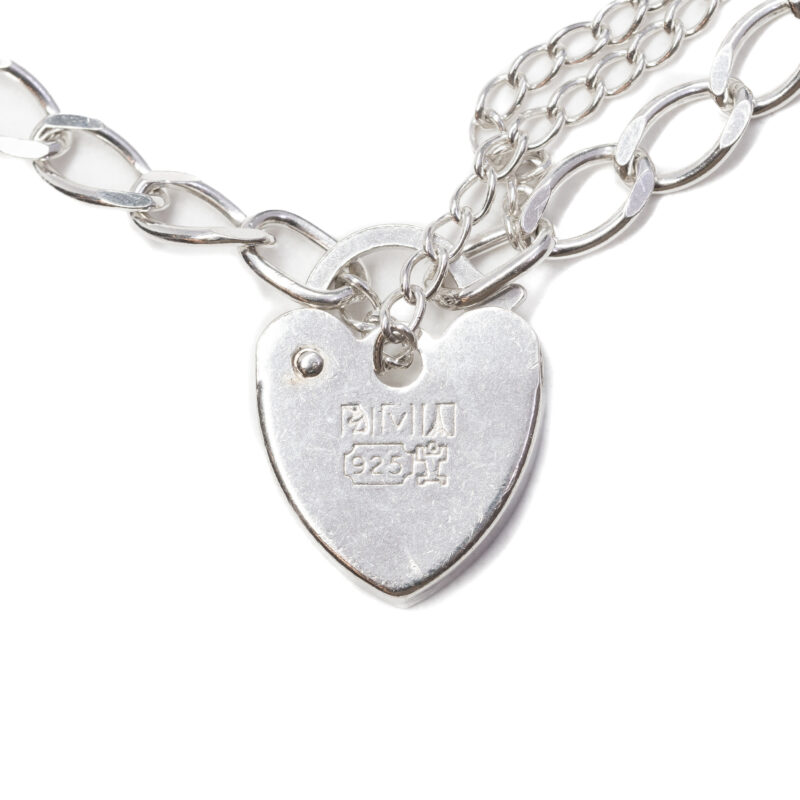 Vintage Sterling Silver Curb Link Heart Clasp Bracelet 19cm #9636-27