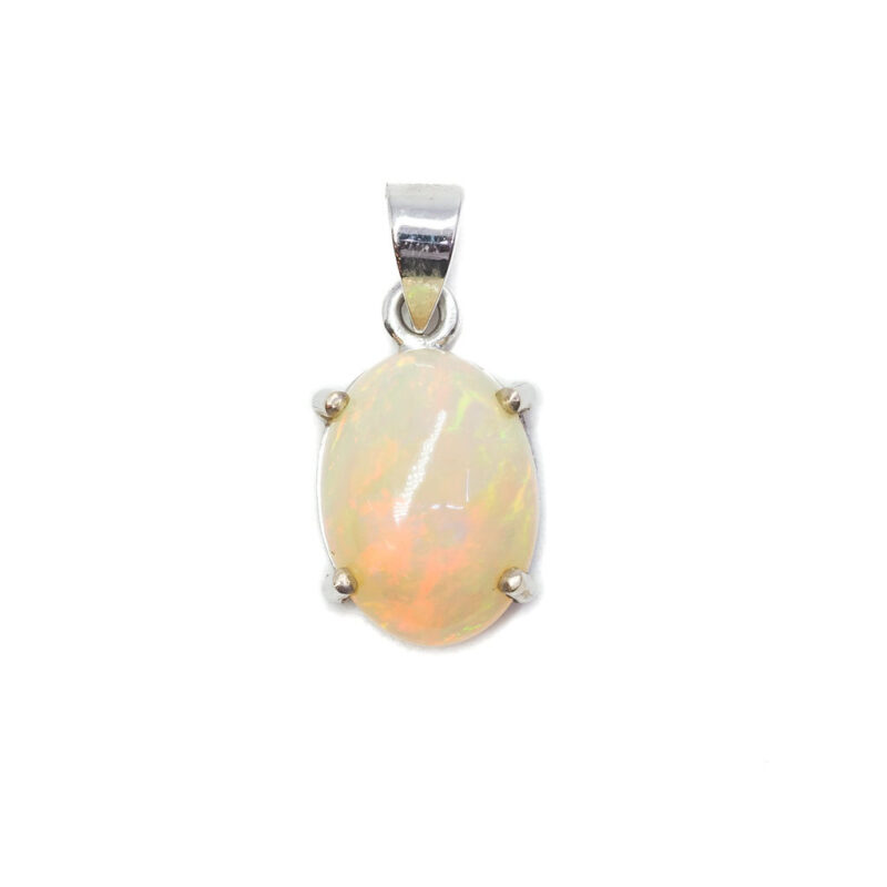 Oval Cabochon Opal Pendant in 14ct White Gold #63077