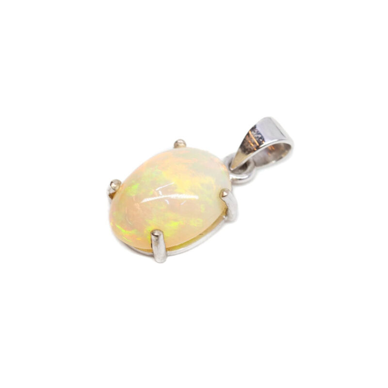 Oval Cabochon Opal Pendant in 14ct White Gold #63077