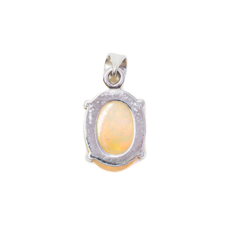 Oval Cabochon Opal Pendant in 14ct White Gold #63077