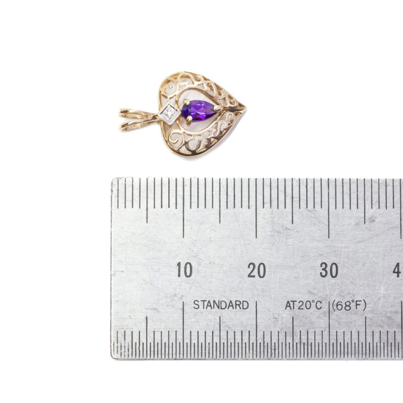 9ct Yellow Gold Amethyst Love Heart Pendant  #63198