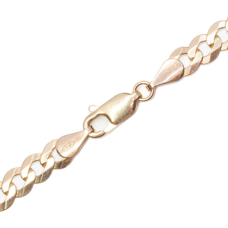 9ct Yellow Gold Flat Curb Link Chain Necklace 55cm 375 #63193
