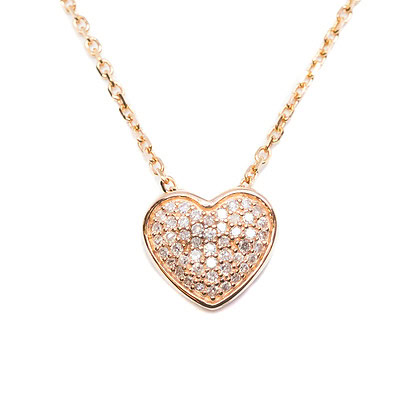 10ct Diamond Love Heart Pendant on 14ct Rose Gold Necklace 46cm #63052