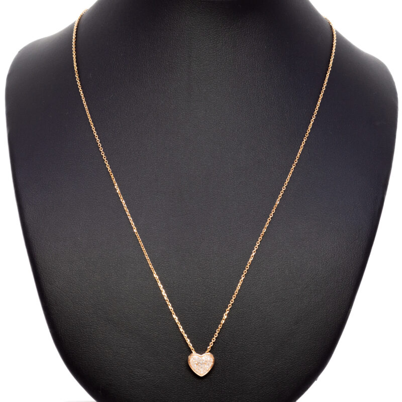 10ct Diamond Love Heart Pendant on 14ct Rose Gold Necklace 46cm #63052