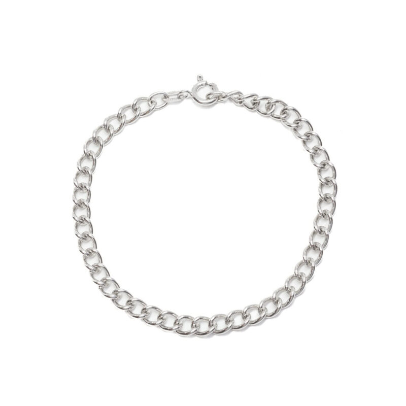 Sterling Silver Round Curb Link Bracelet 18cm #9636-30