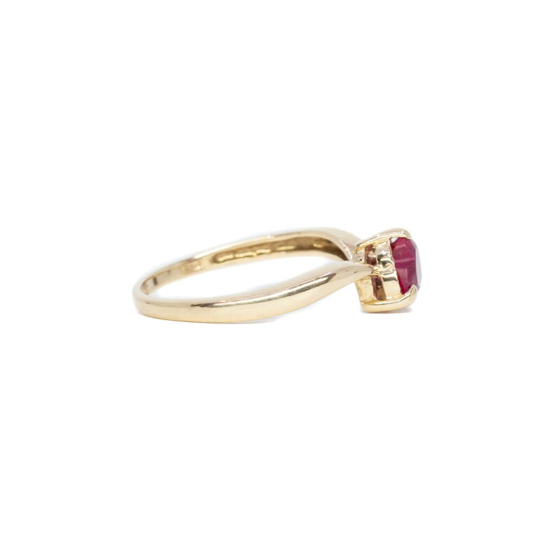 9ct Yellow Gold Love Heart Ruby Ring Size O #63182