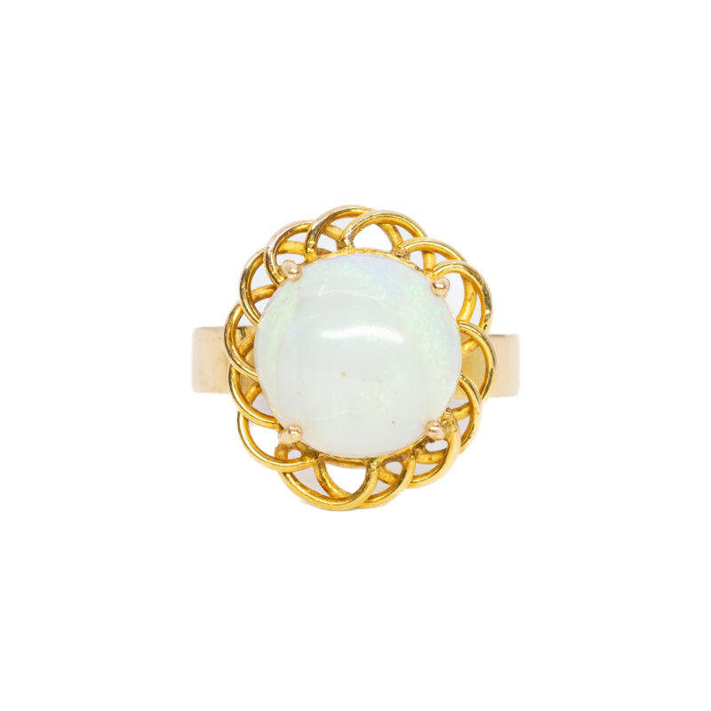 22ct Yellow Gold Opal Cabochon Ring Size O #63109