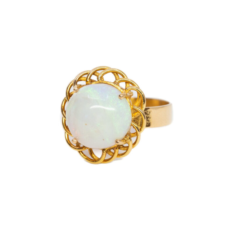 22ct Yellow Gold Opal Cabochon Ring Size O #63109