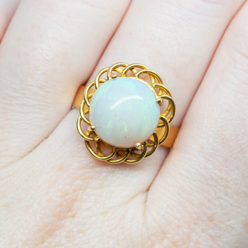 22ct Yellow Gold Opal Cabochon Ring Size O #63109