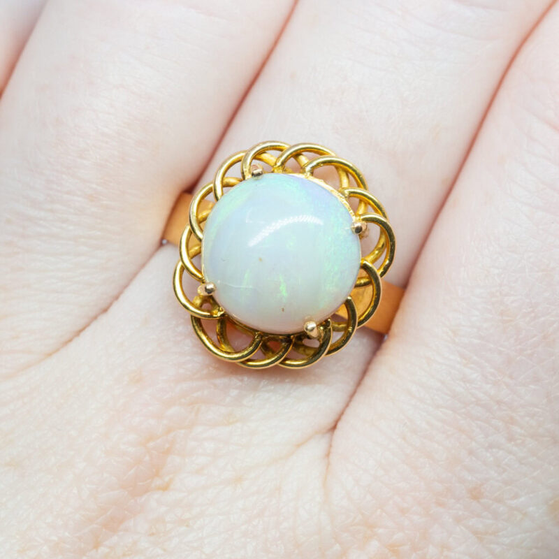 22ct Yellow Gold Opal Cabochon Ring Size O #63109