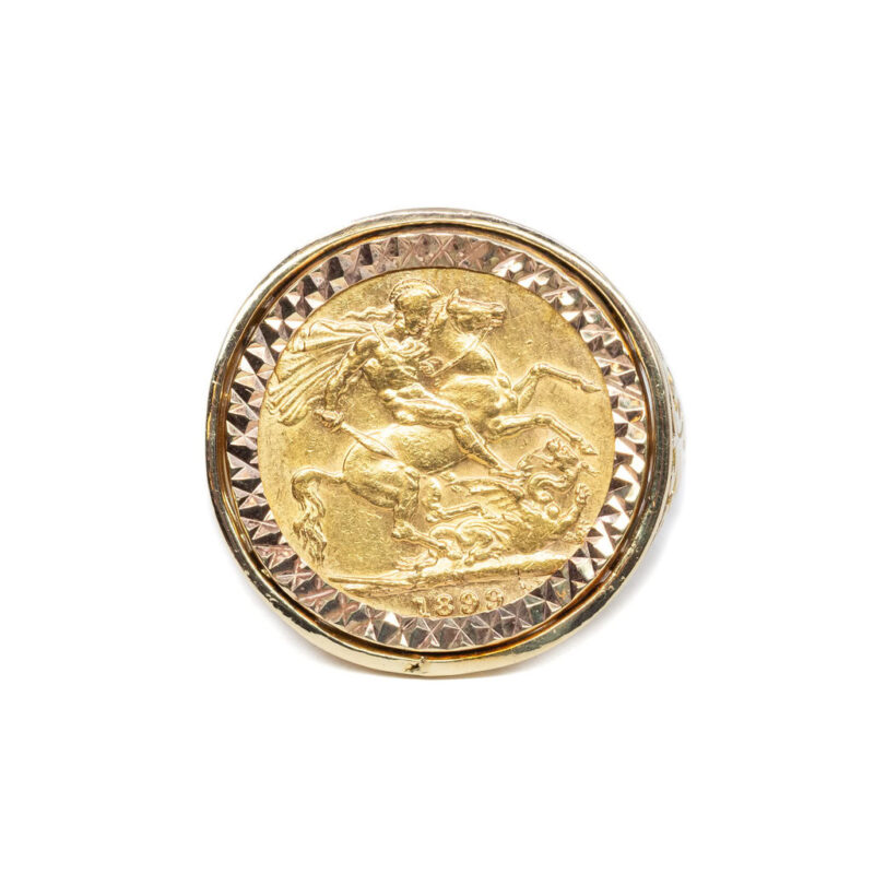 22ct Gold 1899 Full Sovereign Coin in 9ct Gold Ring Z+ 3 #51853 - Image 5