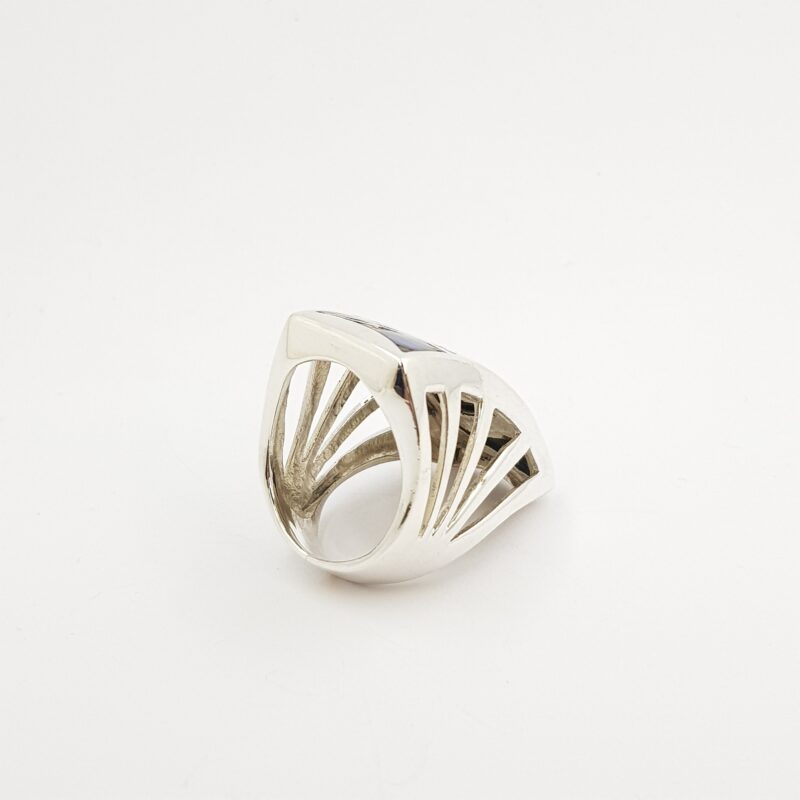 Sterling Silver Paua Shell Statement Ring Size L #61676