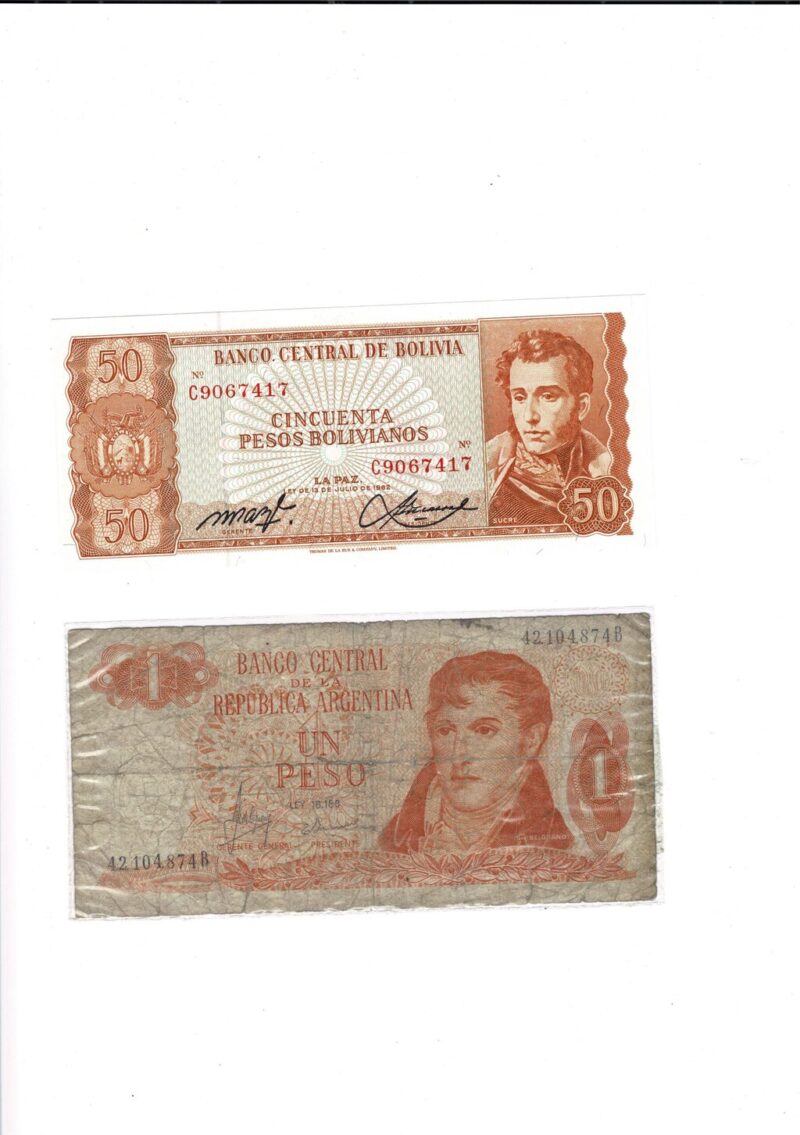 Collection of South American Banknotes (argentina Uruguay Bolivia Chile Brasil Peru) #59287-25