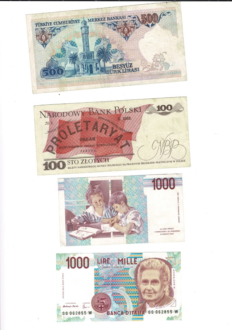 Mixed Collection of World Bank Notes (vanuatu Poland Italy Turkey Poland Lebanon) #59287-27