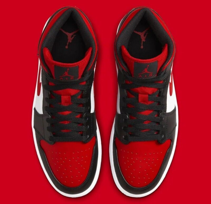 Nike Air Jordan 1 Mid Bred Toe Black Fire Red White Shoes Size Us11 Uk10 Eur45 #63670