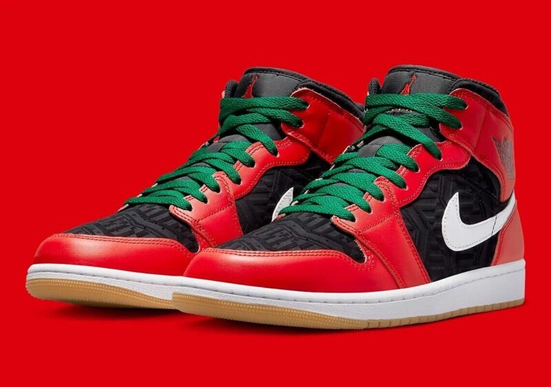Nike Air Jordan 1 Mid SE Christmas Black/fire Red/white Shoes Size Us11 Uk10 Eur45 #63670-2
