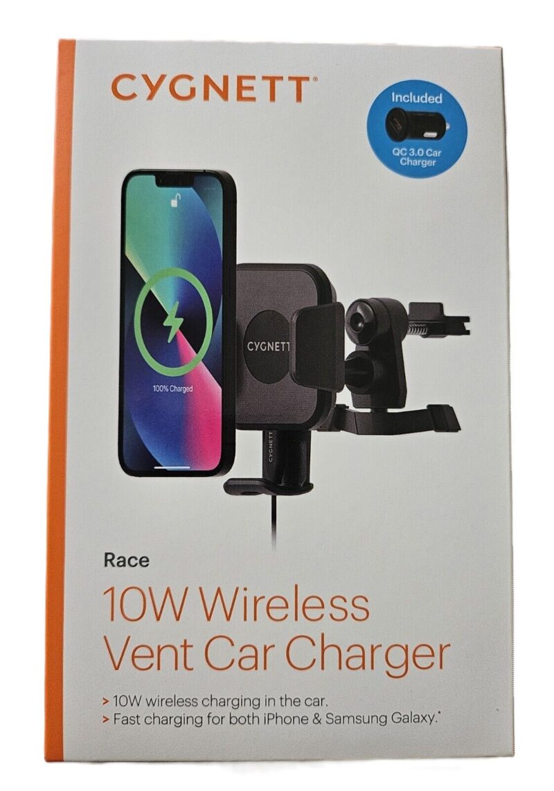 CYGNETT RACE WIRELESS 10W SMARTPHONE CAR CHARGER VENT MOUNT BLACK #63673