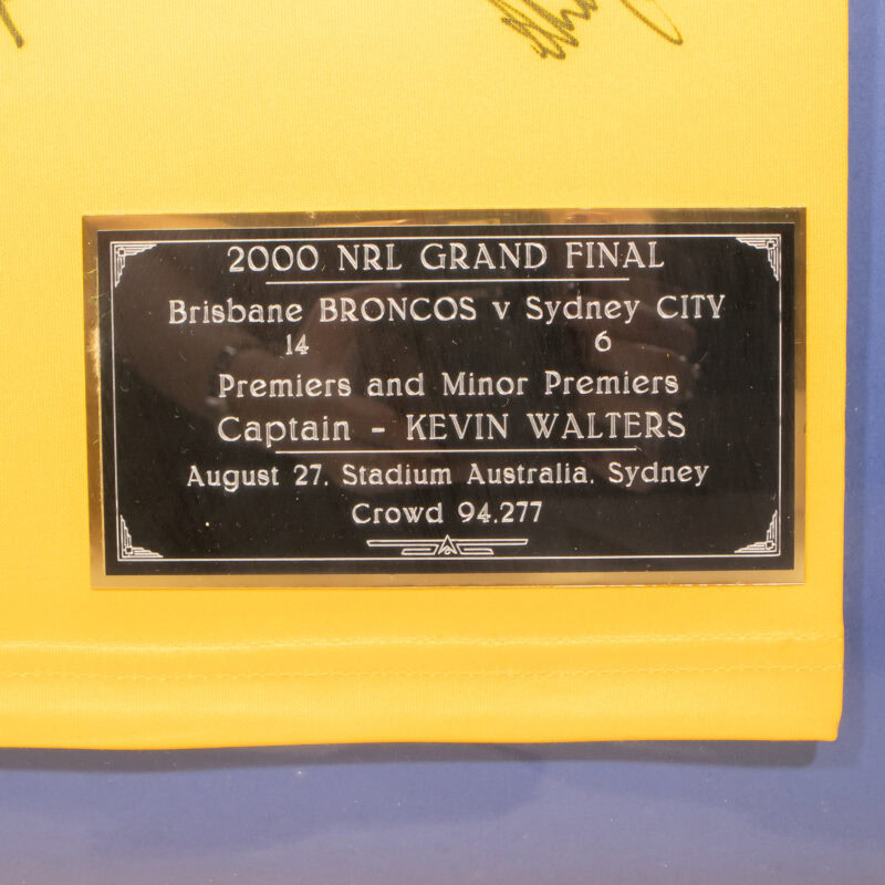 Signed Brisbane Broncos Jersey 2000 NRL Grand Final - Framed #62699