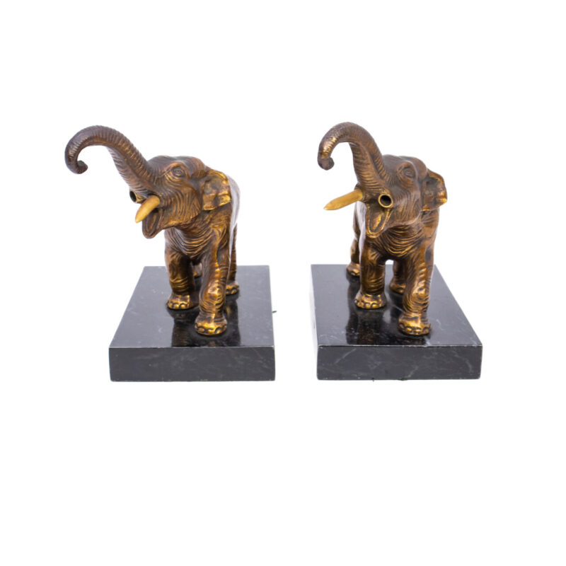 Pair of Vintage Elephant Statues Made of Bronzed Metal Bookends or Paperweights #63353