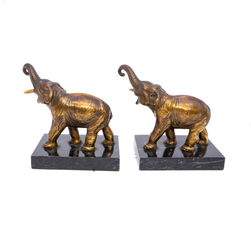 Pair of Vintage Elephant Statues Made of Bronzed Metal Bookends or Paperweights #63353