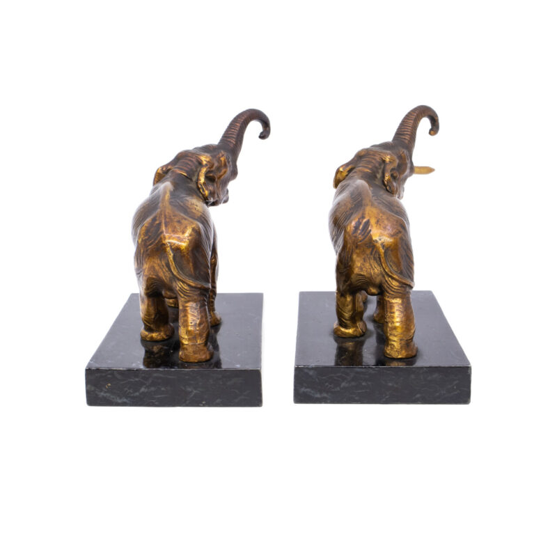 Pair of Vintage Elephant Statues Made of Bronzed Metal Bookends or Paperweights #63353