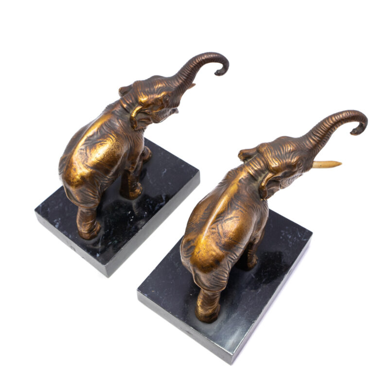 Pair of Vintage Elephant Statues Made of Bronzed Metal Bookends or Paperweights #63353