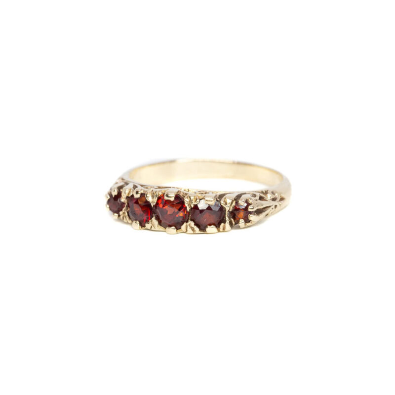 Vintage 9ct Yellow Gold Garnet Bridge Ring Size M #63136