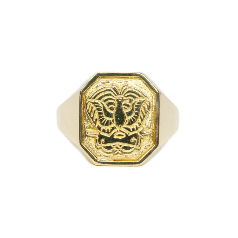 18ct Yellow Gold Eagle Signet Ring Handmade & Upcycled Size T 1/2 #63494