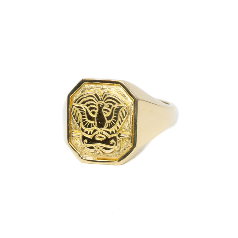 18ct Yellow Gold Eagle Signet Ring Handmade & Upcycled Size T 1/2 #63494