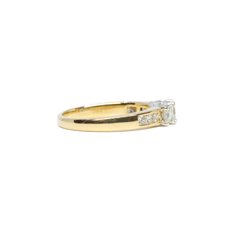 18ct Yellow Gold Princess Cut 0.825ct TW Diamond Trilogy Ring Size O $3250 #56336