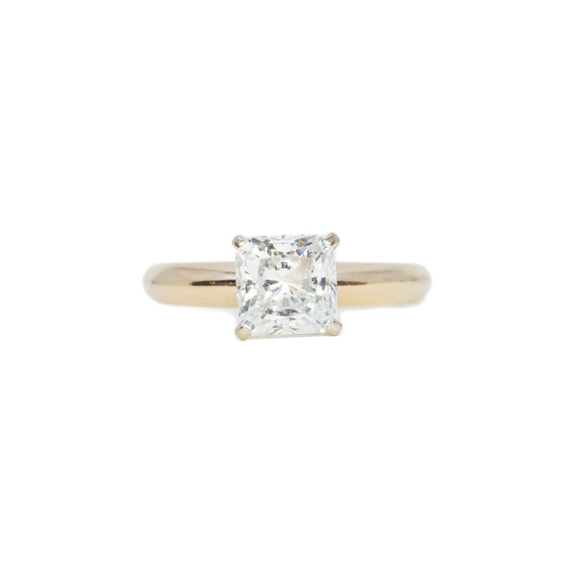 14ct Yellow Gold Secrets Princess Cut CZ Engagement Ring Size H 1/2 #27185