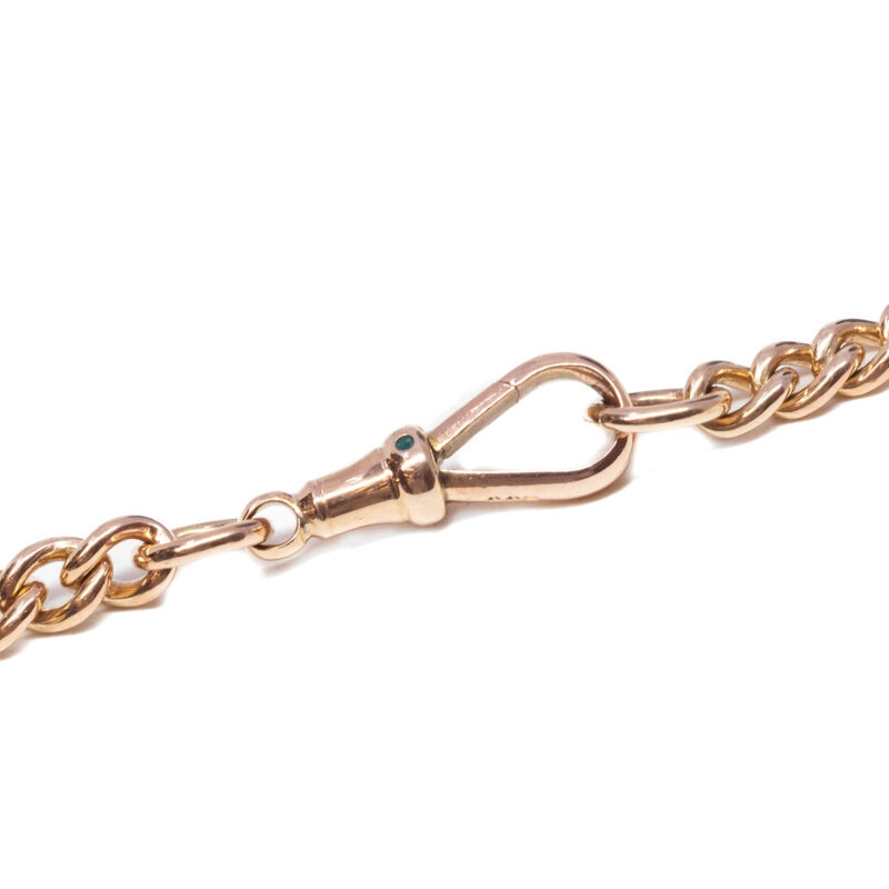 9ct Rose Gold Graduated Rounded FOB Chain Necklace 44cm Albert Clasp #63139