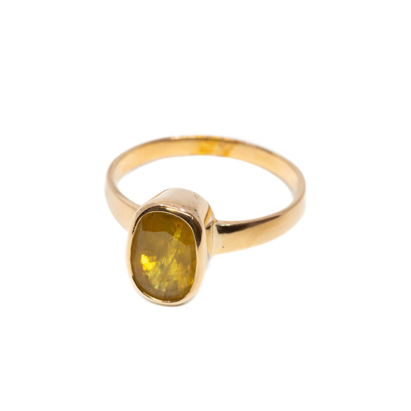 20ct Yellow Gold Oval Yellow Sapphire Ring Size V #61002