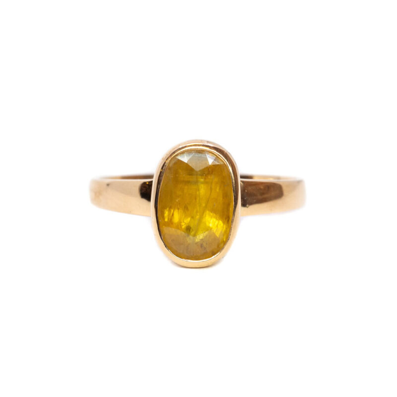 20ct Yellow Gold Oval Yellow Sapphire Ring Size V #61002