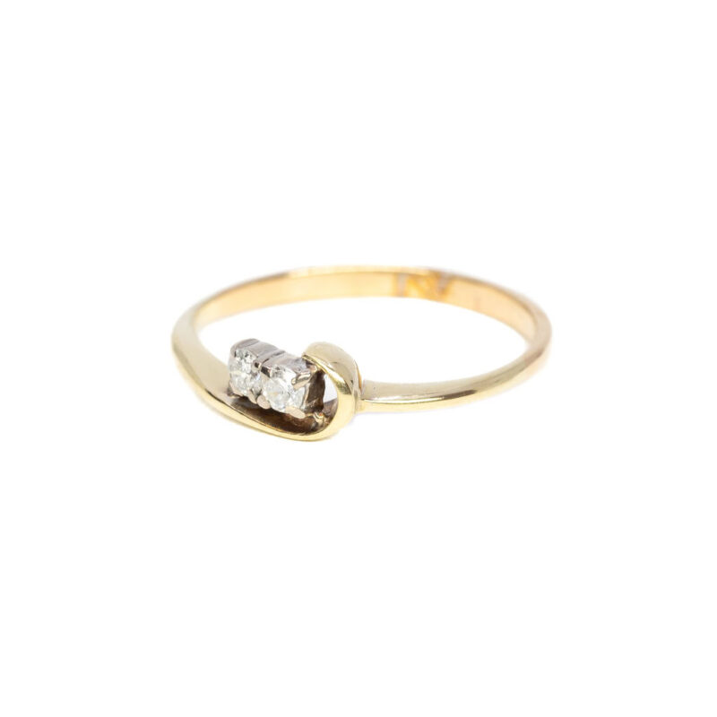 9ct Yellow Gold Two Diamond Ring Size M #47151