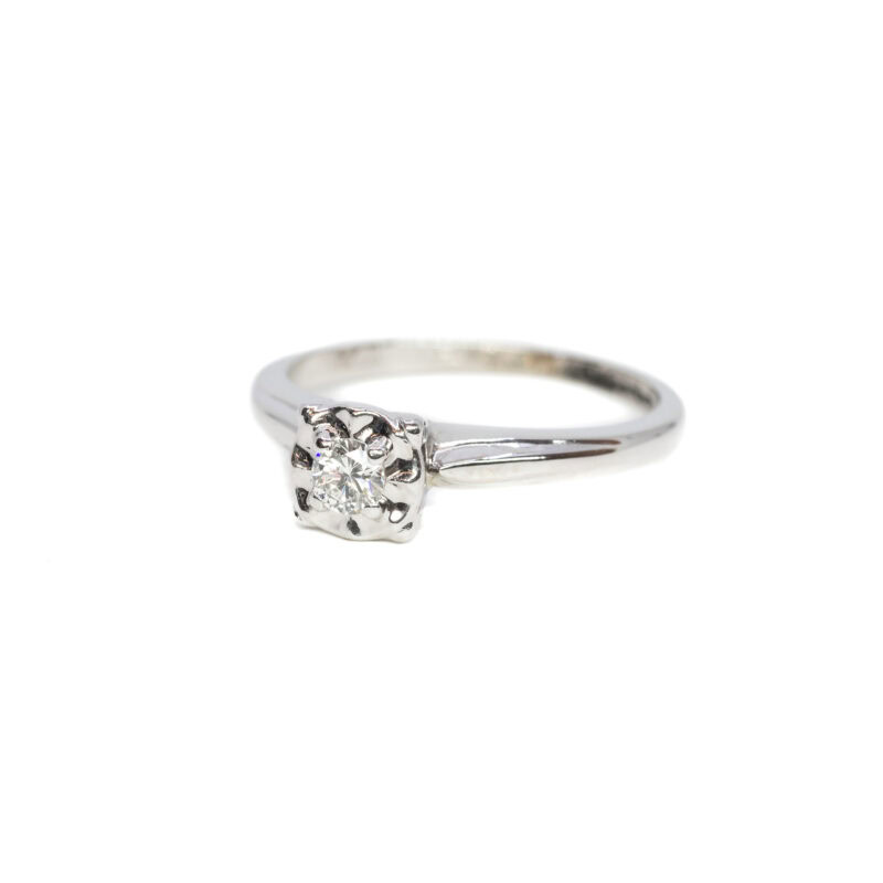 14ct White Gold Diamond Solitaire Ring Size K 1/2 #5387
