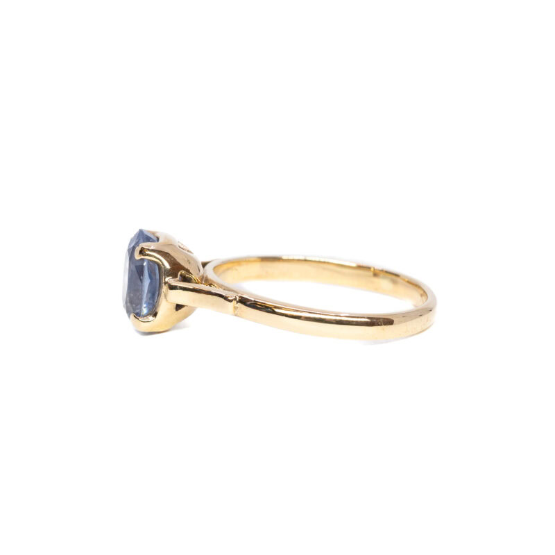 Natural Oval Pale Blue Sapphire Solitaire Ring in 9ct Gold Size N #63084