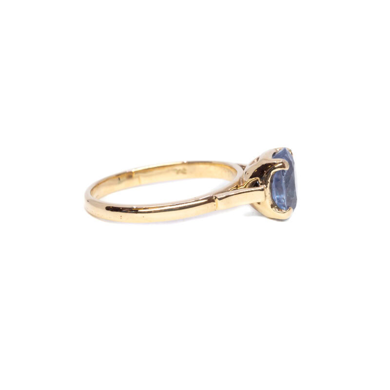 Natural Oval Pale Blue Sapphire Solitaire Ring in 9ct Gold Size N #63084