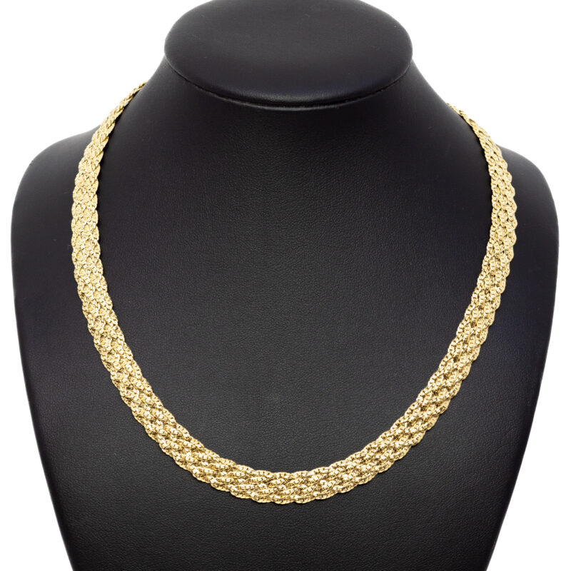 14ct Yellow Gold Wide Weave Link Necklace 42cm #63572