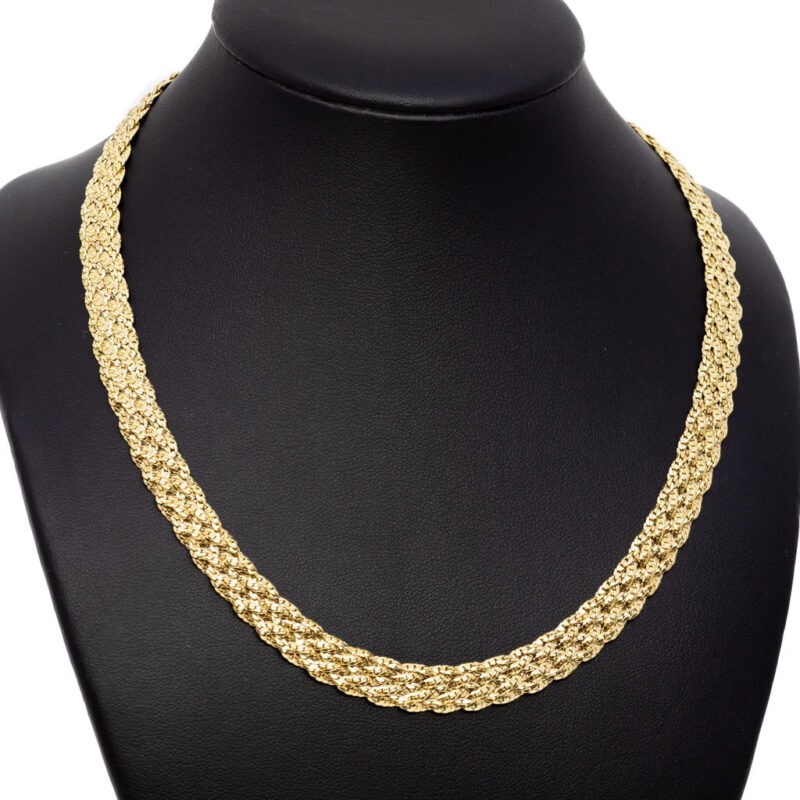 14ct Yellow Gold Wide Weave Link Necklace 42cm #63572 - Image 6