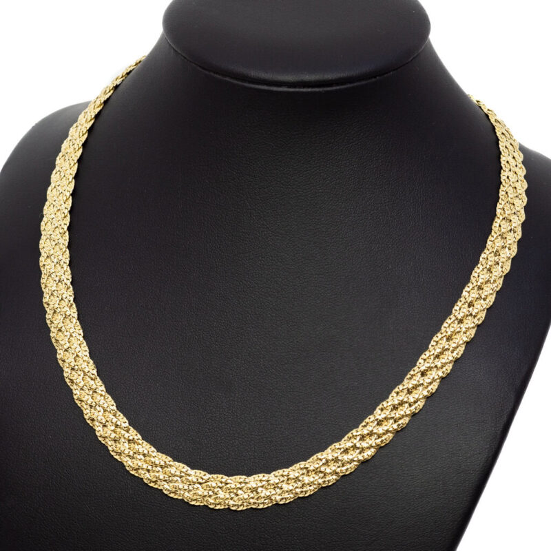 14ct Yellow Gold Wide Weave Link Necklace 42cm #63572 - Image 7