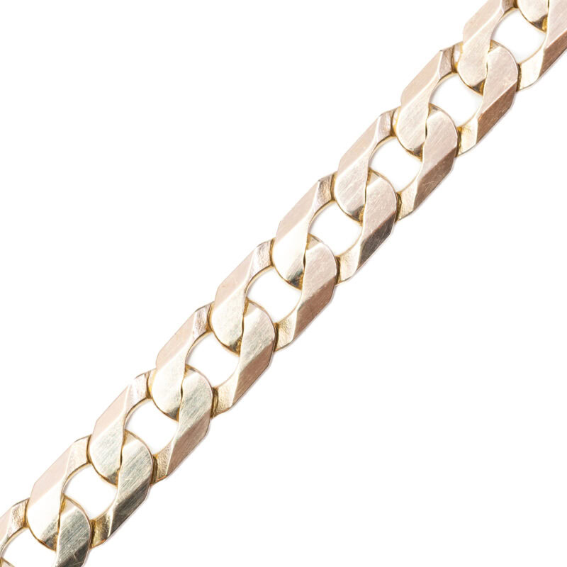 Heavy 9ct Yellow Gold Flat Curb Link Chain Necklace 50cm #63401